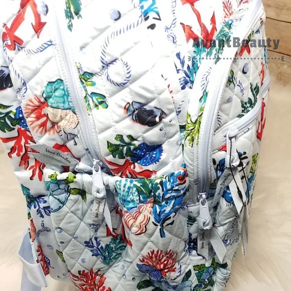 Vera Bradley Large Essential Backpack Anchors Aweigh Lunch Bunch Set Cotton Blue - Picture 11 of 16